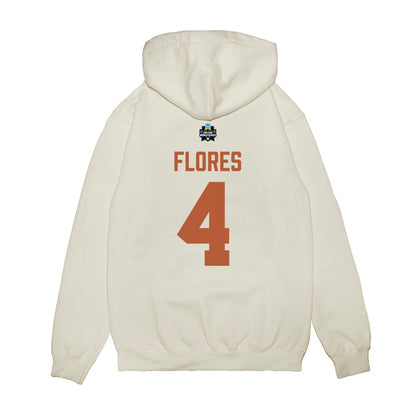 Texas - NCAA Baseball : Jason Flores - 2026 College World Series Texas Outline Premium Hooded Sweatshirt-1