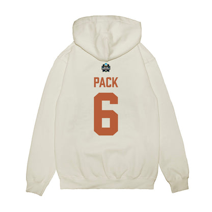 Texas - NCAA Baseball : Anthony Pack - 2026 College World Series Texas Outline Premium Hooded Sweatshirt-1