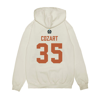 Texas - NCAA Baseball : Samuel Cozart - 2026 College World Series Texas Outline Premium Hooded Sweatshirt-1