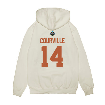 Texas - NCAA Baseball : Presley Courville - 2026 College World Series Texas Outline Premium Hooded Sweatshirt-1