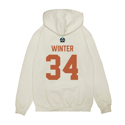 Texas - NCAA Baseball : Michael Winter - 2026 College World Series Texas Outline Premium Hooded Sweatshirt-1