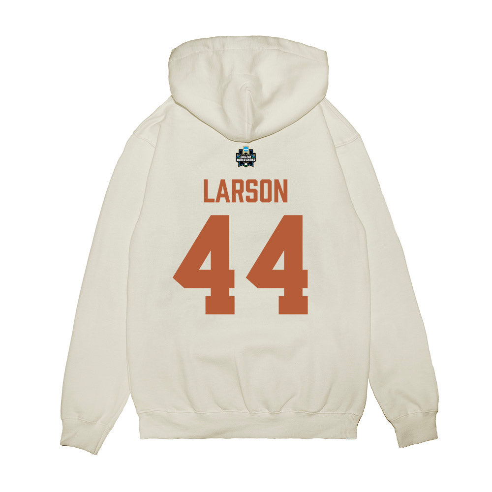 Texas - NCAA Baseball : Ashton Larson - 2026 College World Series Texas Outline Premium Hooded Sweatshirt-1
