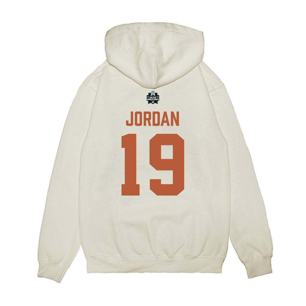 Texas - NCAA Baseball : Donovan Jordan - 2026 College World Series Texas Outline Premium Hooded Sweatshirt-1