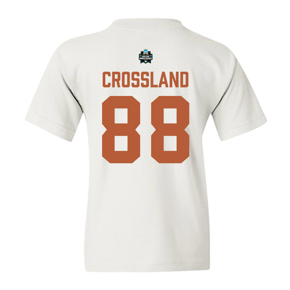 Texas - NCAA Baseball : Brett Crossland - 2026 College World Series Texas Outline Youth T-Shirt-1