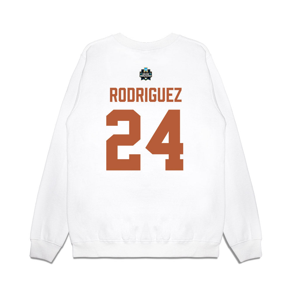 Texas - NCAA Baseball : Adrian Rodriguez - 2026 College World Series Texas Outline Premium Crewneck Sweatshirt-1