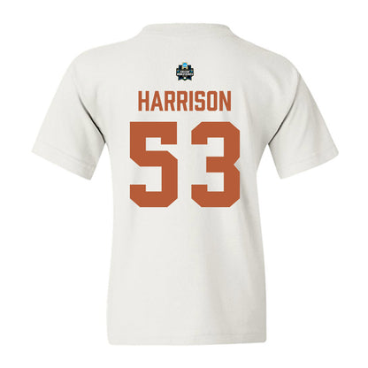 Texas - NCAA Baseball : Luke Harrison - 2026 College World Series Texas Outline Youth T-Shirt-1