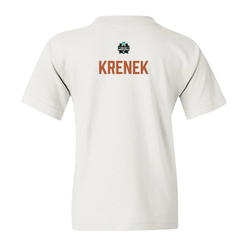 Texas - NCAA Baseball : Bryce Krenek - 2026 College World Series Texas Outline Youth T-Shirt-1