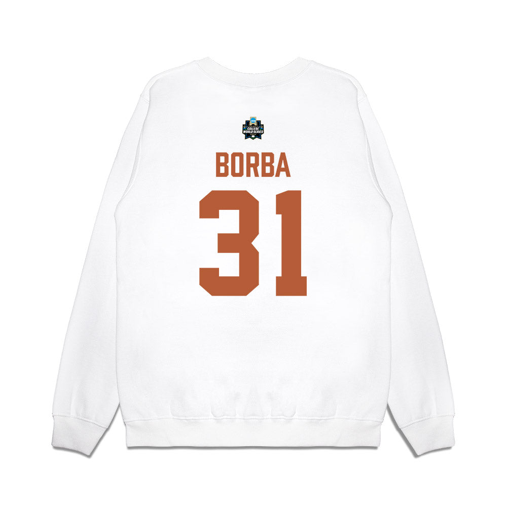 Texas - NCAA Baseball : Casey Borba - 2026 College World Series Texas Outline Premium Crewneck Sweatshirt-1