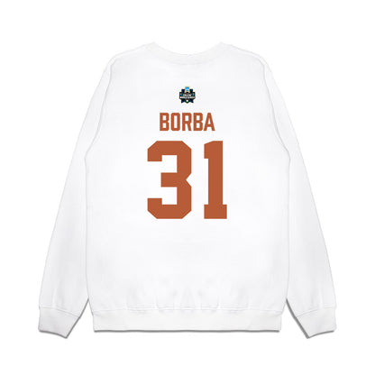 Texas - NCAA Baseball : Casey Borba - 2026 College World Series Texas Outline Premium Crewneck Sweatshirt-1
