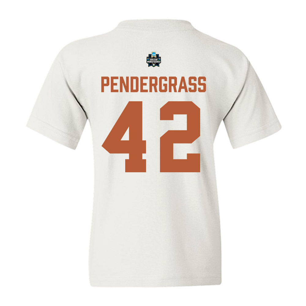 Texas - NCAA Baseball : Dariyan Pendergrass - 2026 College World Series Texas Outline Youth T-Shirt-1