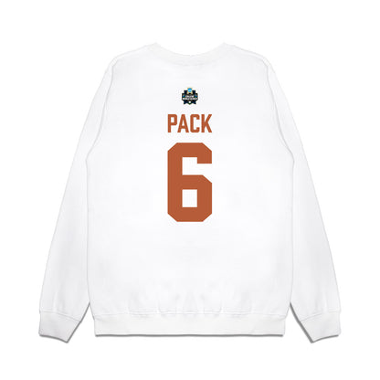 Texas - NCAA Baseball : Anthony Pack - 2026 College World Series Texas Outline Premium Crewneck Sweatshirt-1