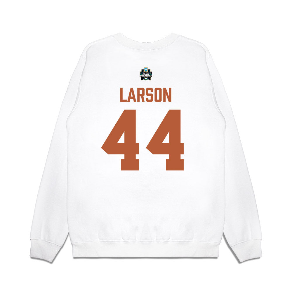 Texas - NCAA Baseball : Ashton Larson - 2026 College World Series Texas Outline Premium Crewneck Sweatshirt-1