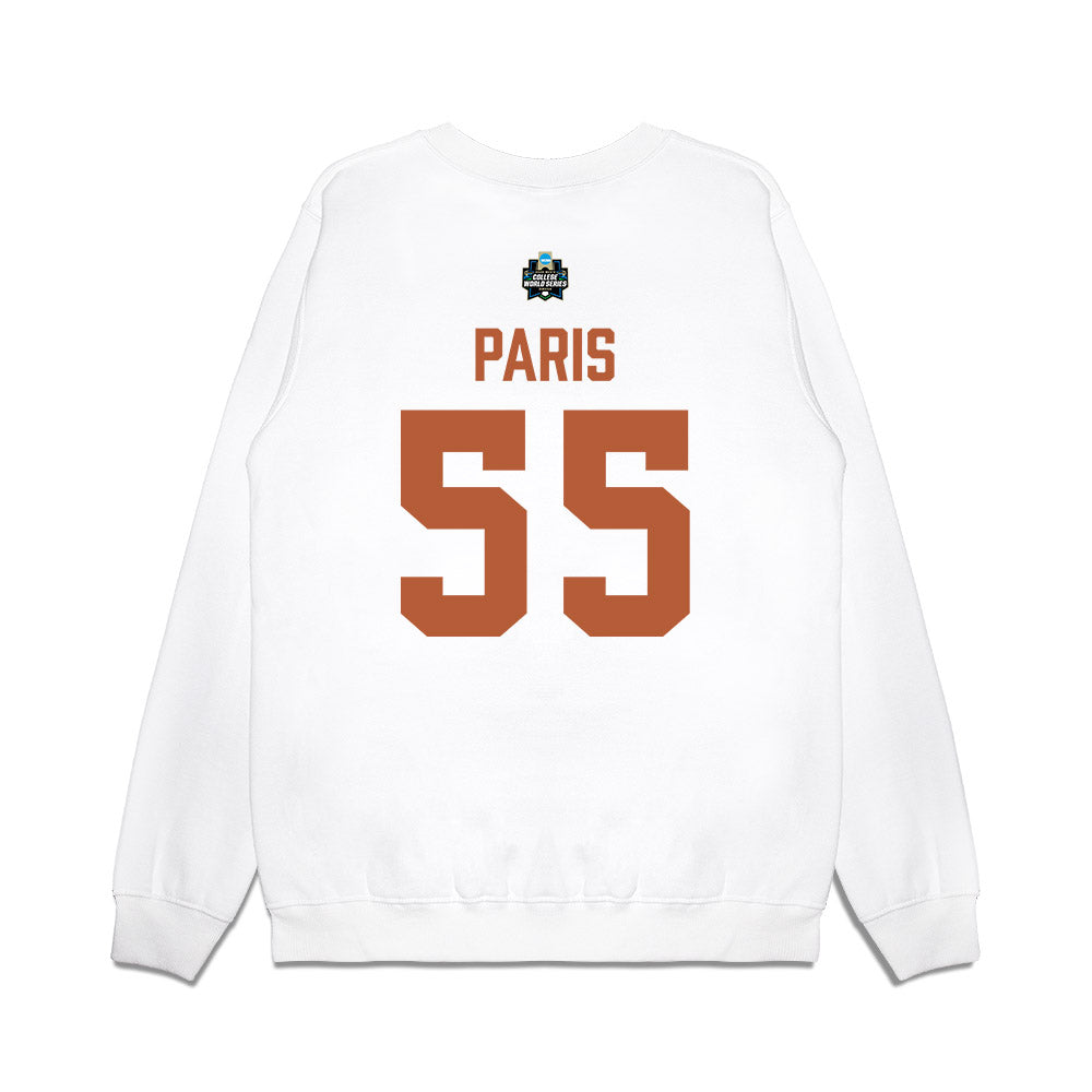 Texas - NCAA Baseball : Jack Paris - 2026 College World Series Texas Outline Premium Crewneck Sweatshirt-1