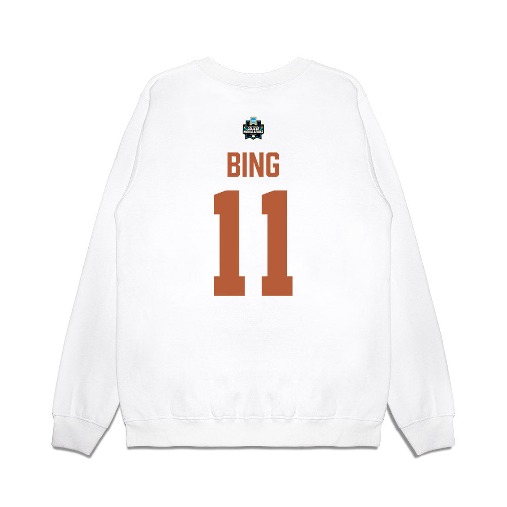 Texas - NCAA Baseball : Kade Bing - 2026 College World Series Texas Outline Premium Crewneck Sweatshirt-1