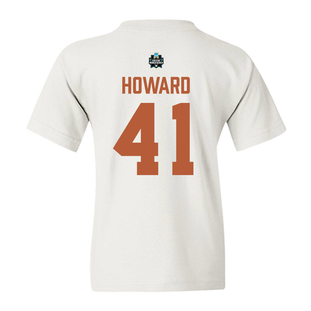 Texas - NCAA Baseball : Cody Howard - 2026 College World Series Texas Outline Youth T-Shirt-1