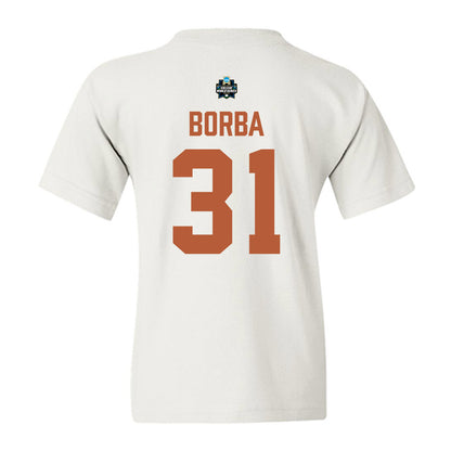 Texas - NCAA Baseball : Casey Borba - 2026 College World Series Texas Outline Youth T-Shirt-1