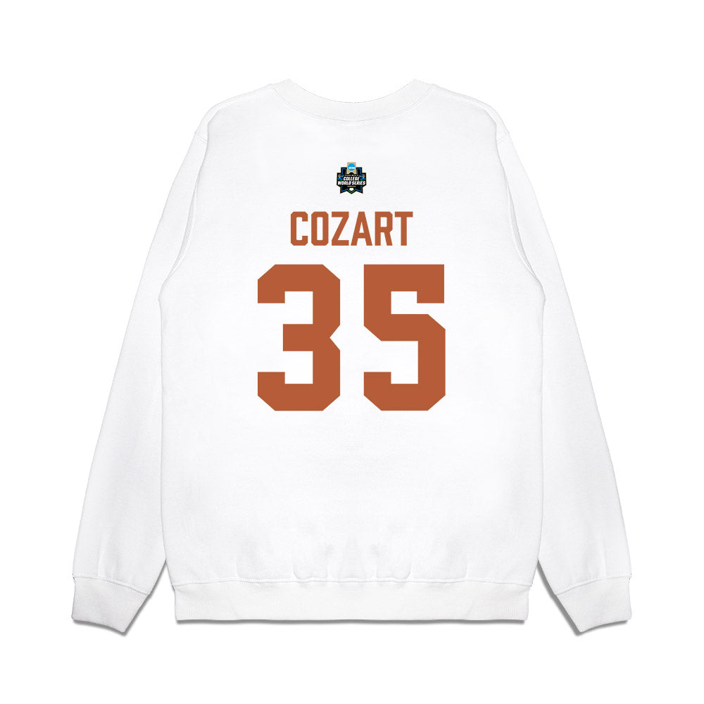 Texas - NCAA Baseball : Samuel Cozart - 2026 College World Series Texas Outline Premium Crewneck Sweatshirt-1