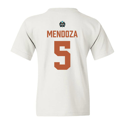 Texas - NCAA Baseball : Ethan Mendoza - 2026 College World Series Texas Outline Youth T-Shirt-1