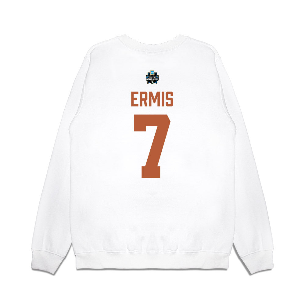Texas - NCAA Baseball : Andrew Ermis - 2026 College World Series Texas Outline Premium Crewneck Sweatshirt-1