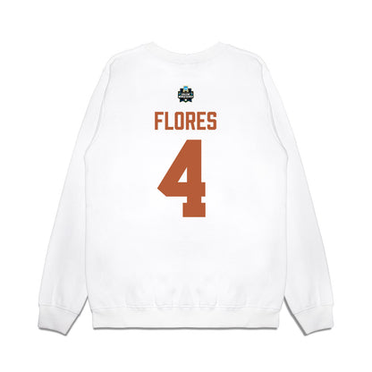 Texas - NCAA Baseball : Jason Flores - 2026 College World Series Texas Outline Premium Crewneck Sweatshirt-1