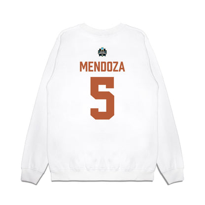 Texas - NCAA Baseball : Ethan Mendoza - 2026 College World Series Texas Outline Premium Crewneck Sweatshirt-1