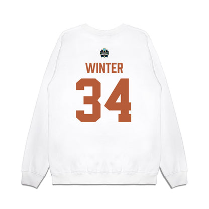 Texas - NCAA Baseball : Michael Winter - 2026 College World Series Texas Outline Premium Crewneck Sweatshirt-1