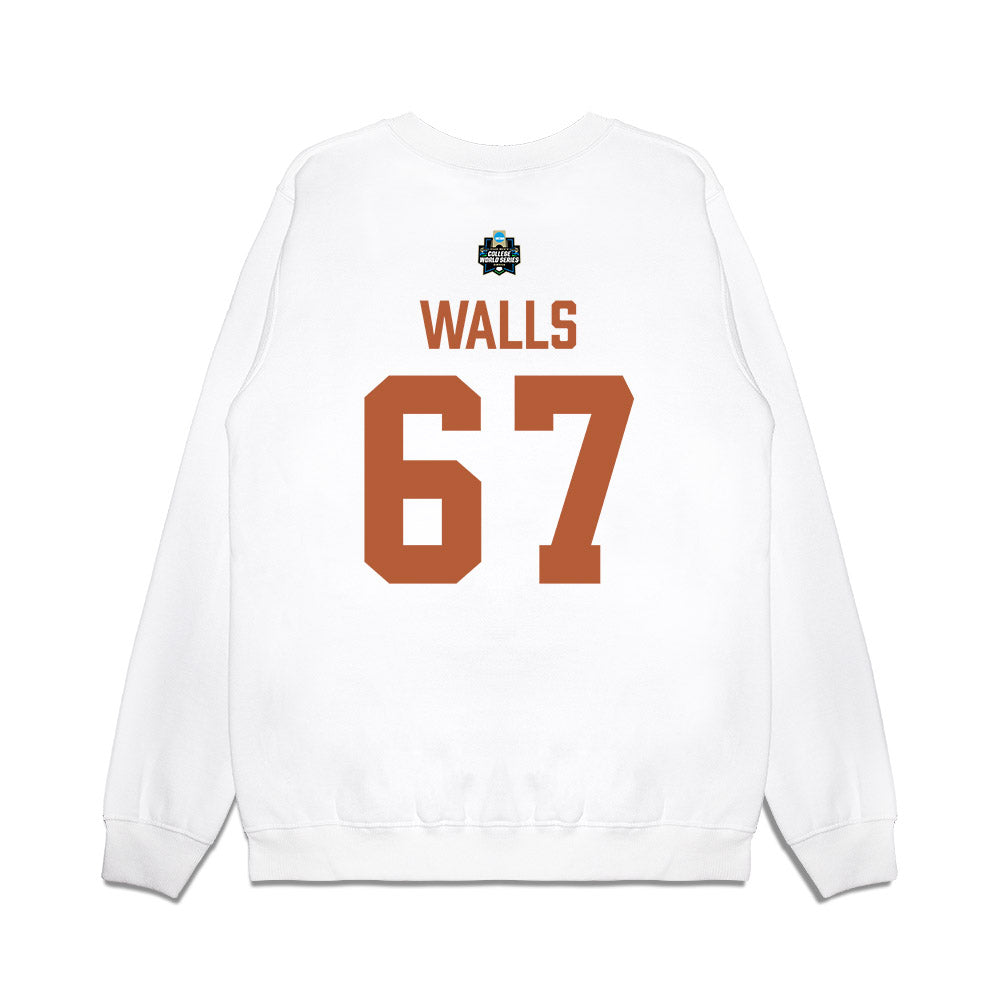 Texas - NCAA Baseball : Brody Walls - 2026 College World Series Texas Outline Premium Crewneck Sweatshirt-1
