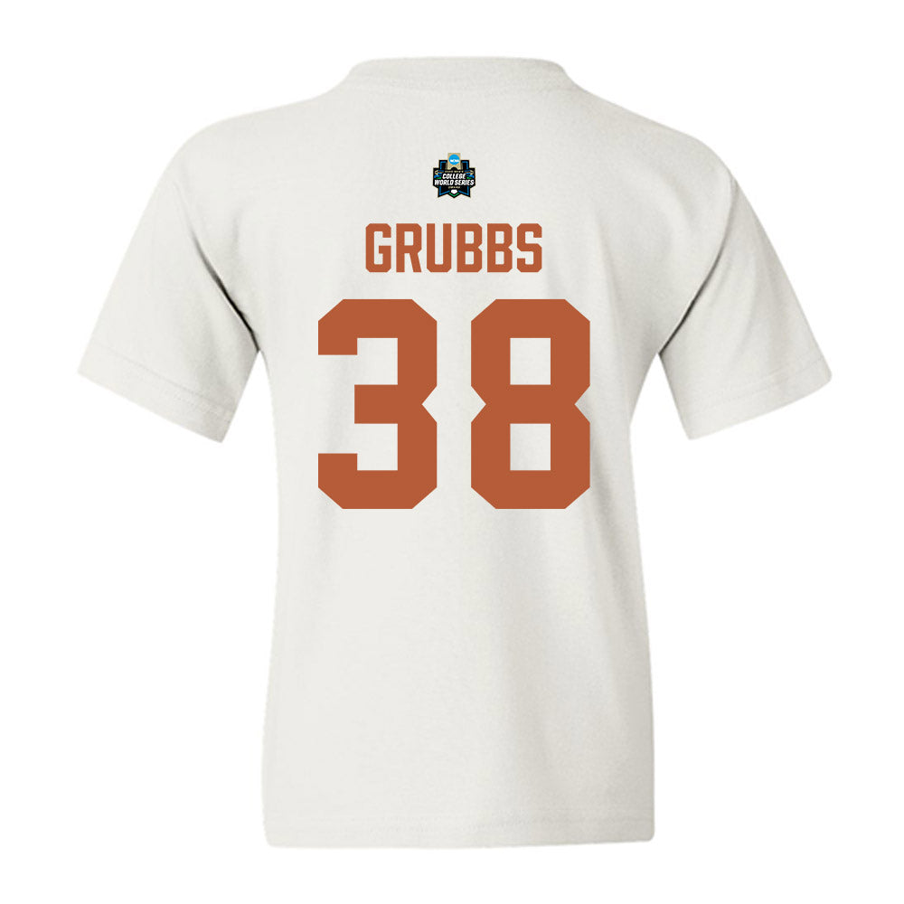 Texas - NCAA Baseball : Max Grubbs - 2026 College World Series Texas Outline Youth T-Shirt-1
