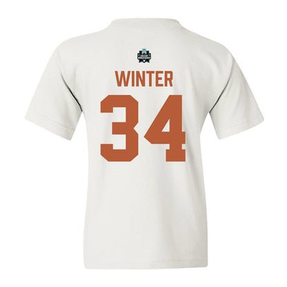 Texas - NCAA Baseball : Michael Winter - 2026 College World Series Texas Outline Youth T-Shirt-1
