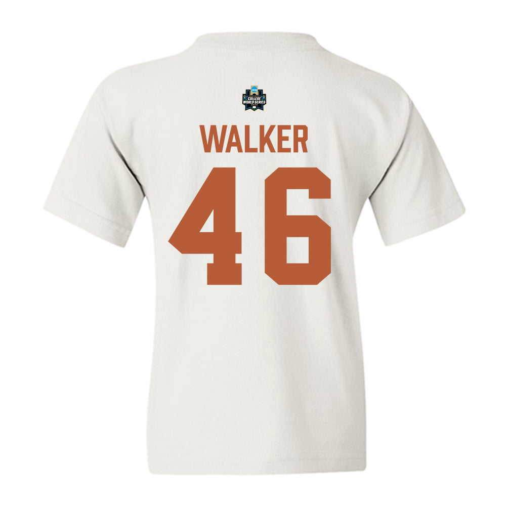 Texas - NCAA Baseball : Ethan Walker - 2026 College World Series Texas Outline Youth T-Shirt-1