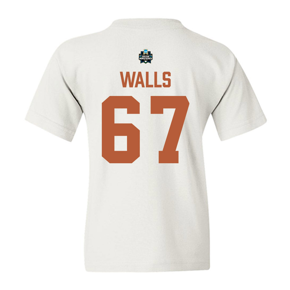Texas - NCAA Baseball : Brody Walls - 2026 College World Series Texas Outline Youth T-Shirt-1