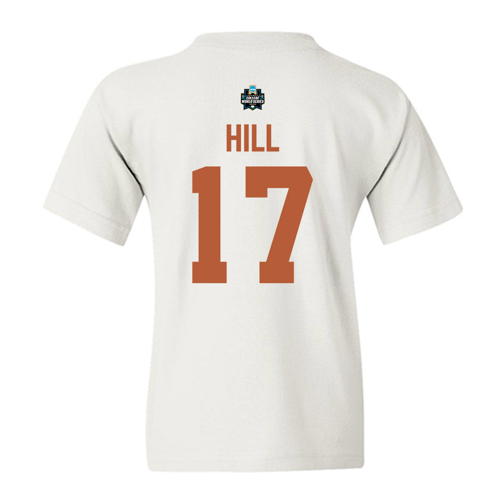Texas - NCAA Baseball : Will Hill - 2026 College World Series Texas Outline Youth T-Shirt-1