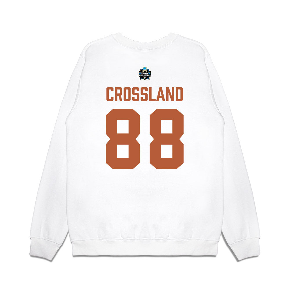 Texas - NCAA Baseball : Brett Crossland - 2026 College World Series Texas Outline Premium Crewneck Sweatshirt-1