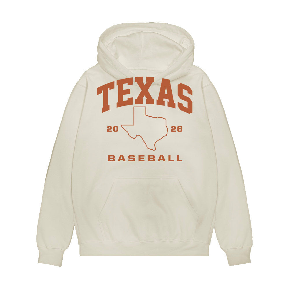 Texas - NCAA Baseball : Haiden Leffew - 2026 College World Series Texas Outline Premium Hooded Sweatshirt-0
