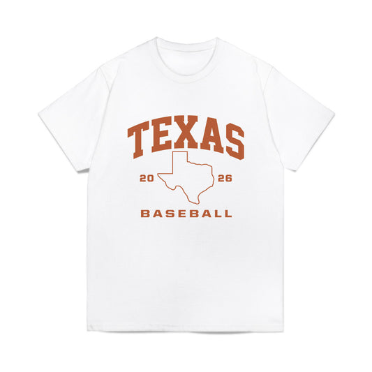 Texas - NCAA Baseball : Bryce Krenek - 2026 College World Series Texas Outline Comfort Colors T-Shirt-0