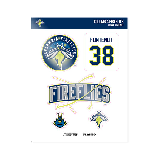 Columbia Fireflies - MILB Baseball : Grant Fontenot - Sticker Sheet-0