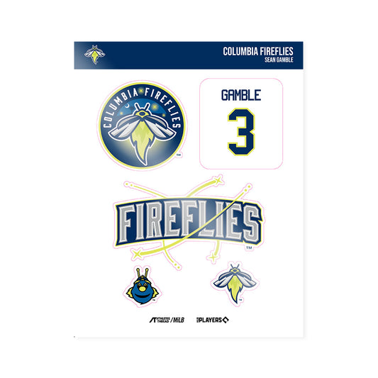 Columbia Fireflies - MILB Baseball : Sean Gamble - Sticker Sheet-0