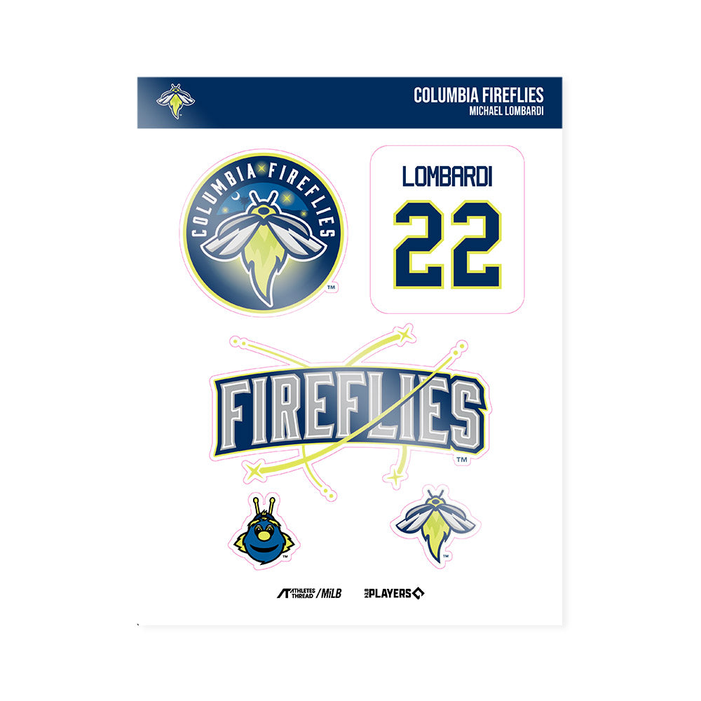 Columbia Fireflies - MILB Baseball : Michael Lombardi - Sticker Sheet-0