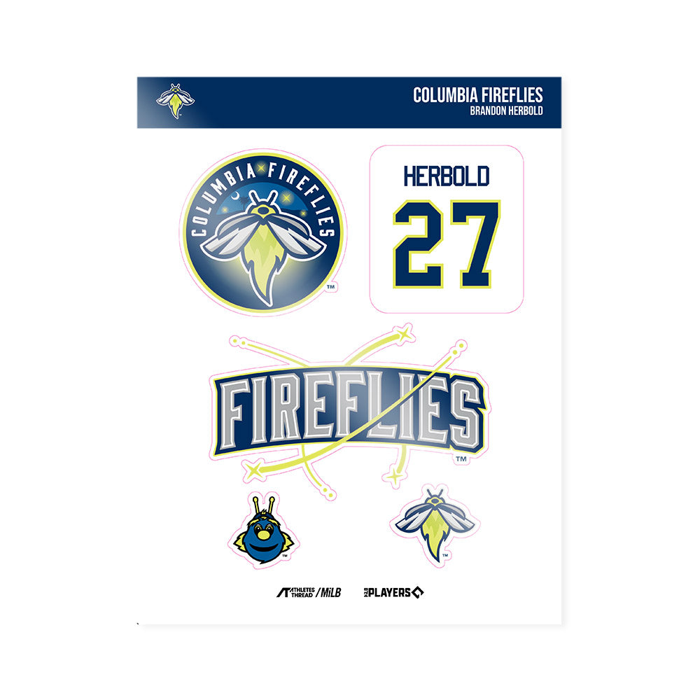 Columbia Fireflies - MILB Baseball : Brandon Herbold - Sticker Sheet-0