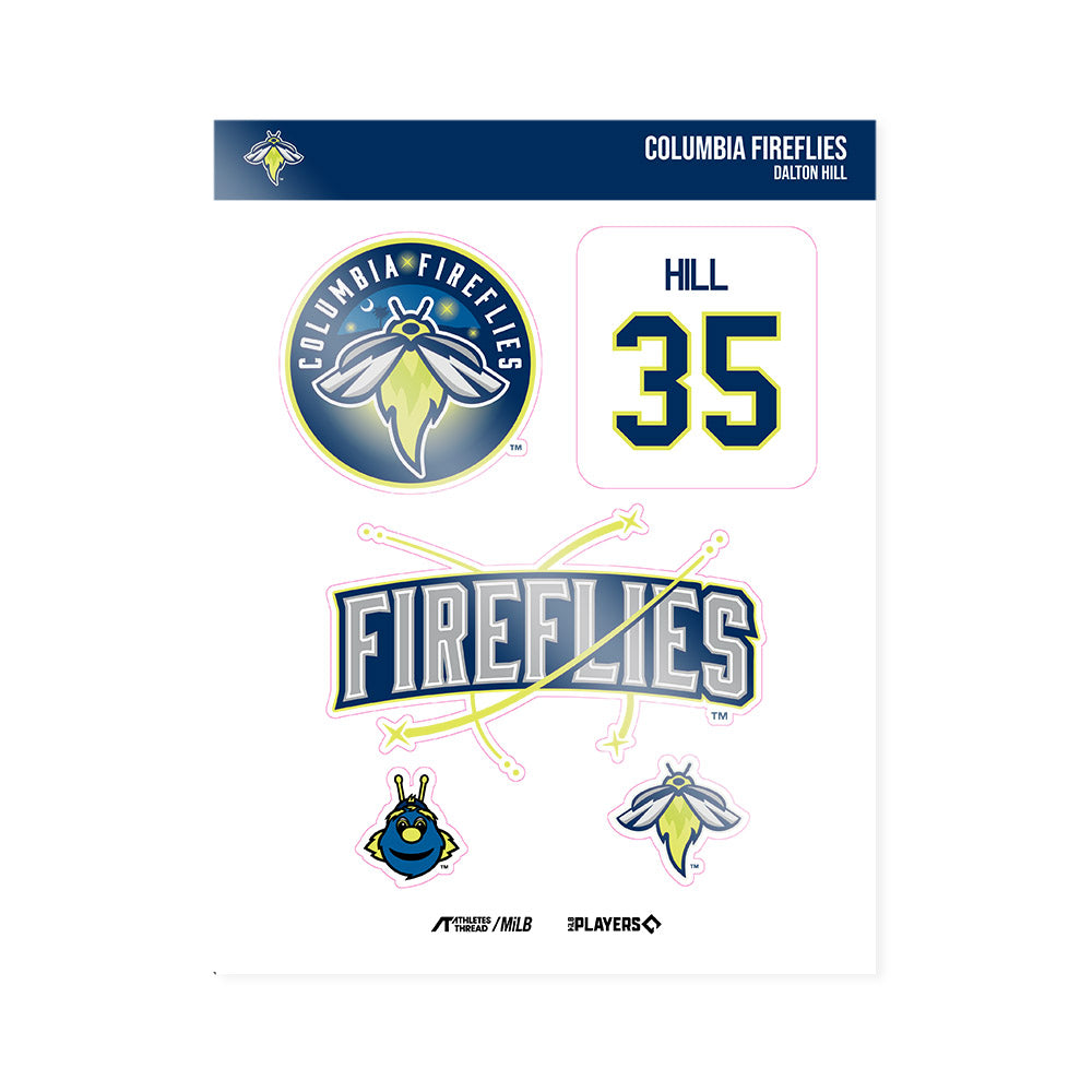 Columbia Fireflies - MILB Baseball : Dalton Hill - Sticker Sheet-0