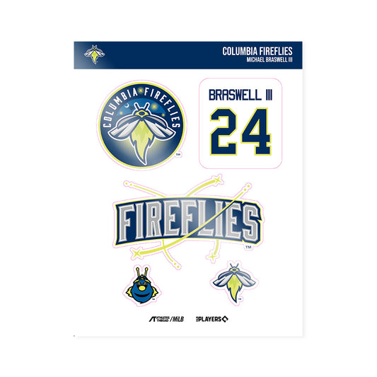 Columbia Fireflies - MILB Baseball : Michael Braswell III - Sticker Sheet-0