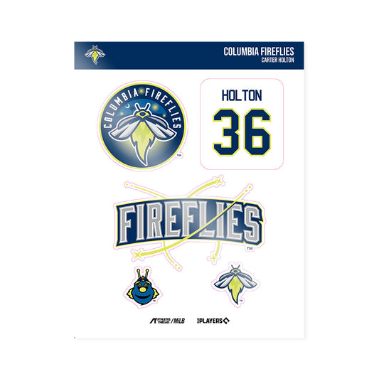 Columbia Fireflies - MILB Baseball : Carter Holton - Sticker Sheet-0