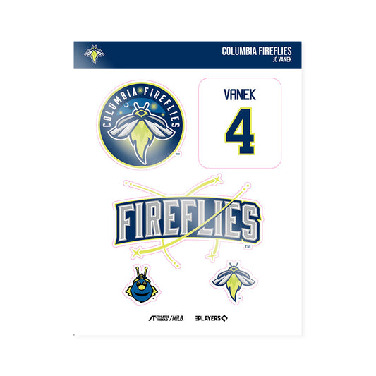 Columbia Fireflies - MILB Baseball : JC Vanek - Sticker Sheet-0