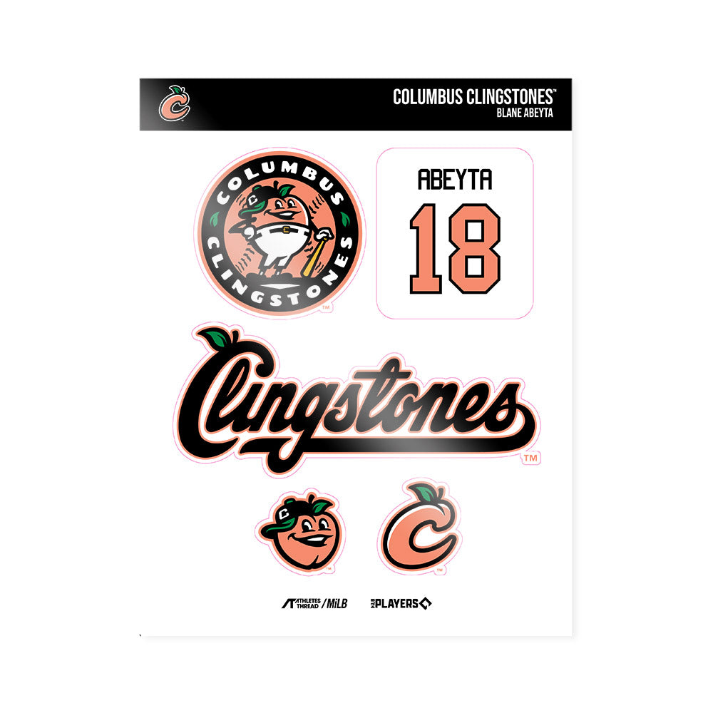 Columbus Clingstones - MILB Baseball : Blane Abeyta - Sticker Sheet-0