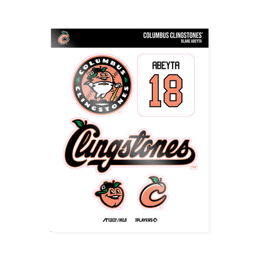 Columbus Clingstones - MILB Baseball : Blane Abeyta - Sticker Sheet-0