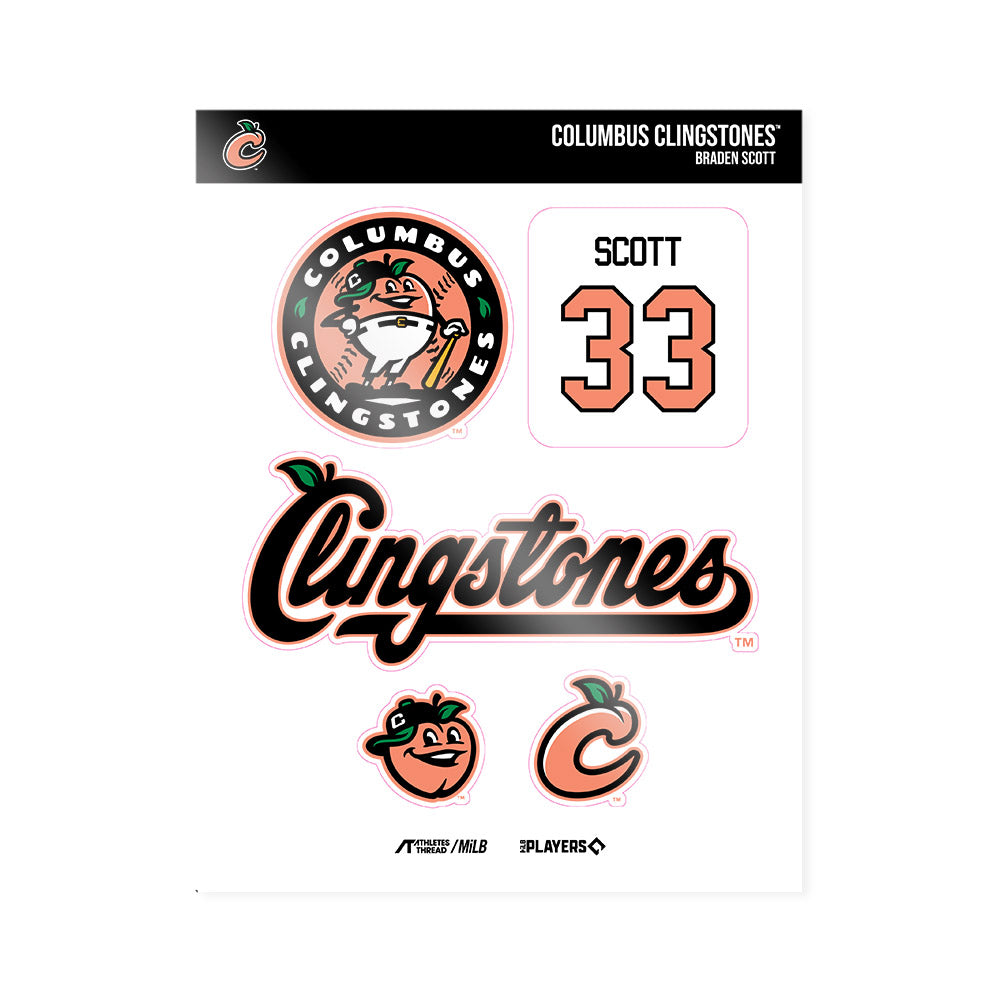 Columbus Clingstones - MILB Baseball : Braden Scott - Sticker Sheet-0