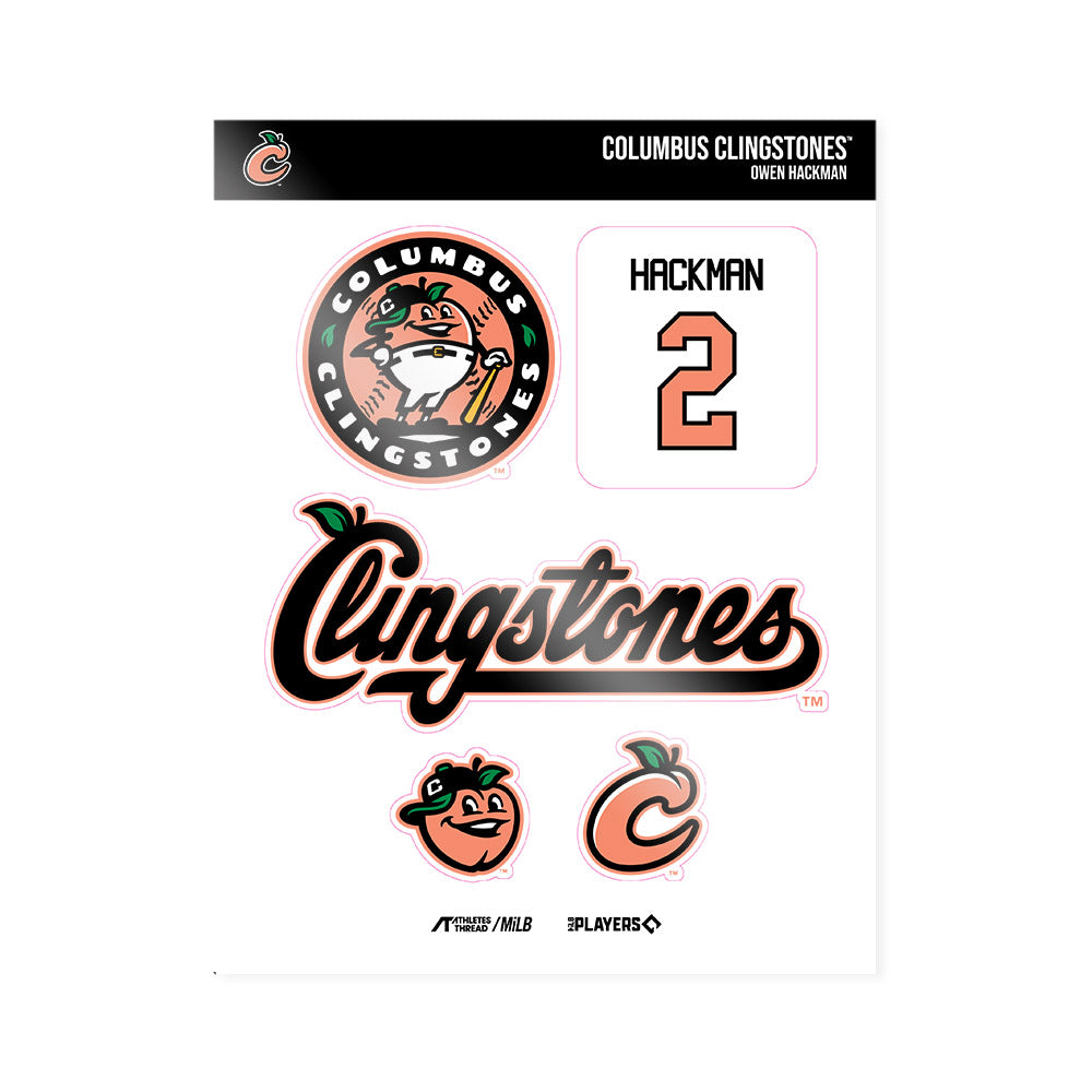 Columbus Clingstones - MILB Baseball : Owen Hackman - Sticker Sheet-0
