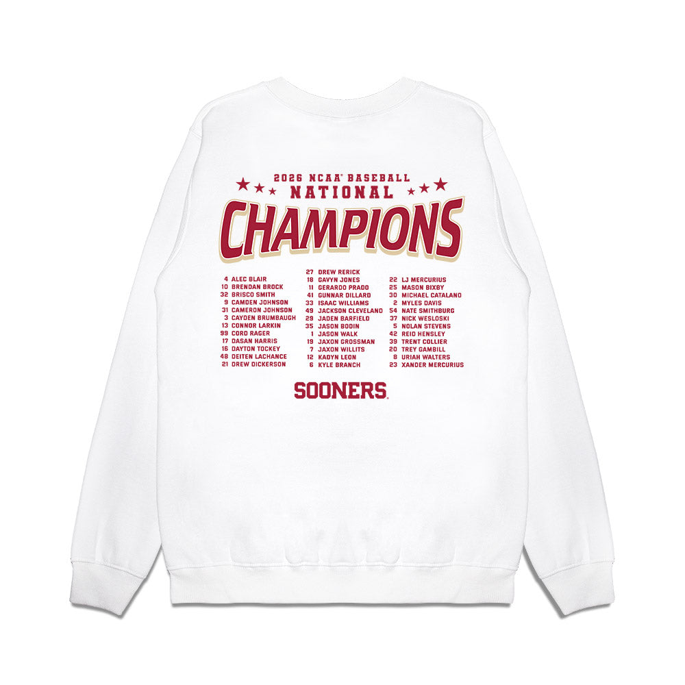 Oklahoma - NCAA Baseball : 2026 National Champions Premium Crewneck Sweatshirt-1