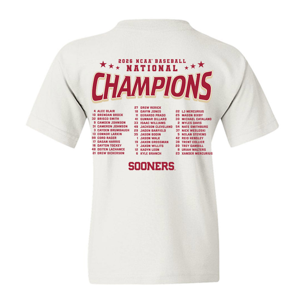 Oklahoma - NCAA Baseball : 2026 National Champions Youth T-Shirt-1