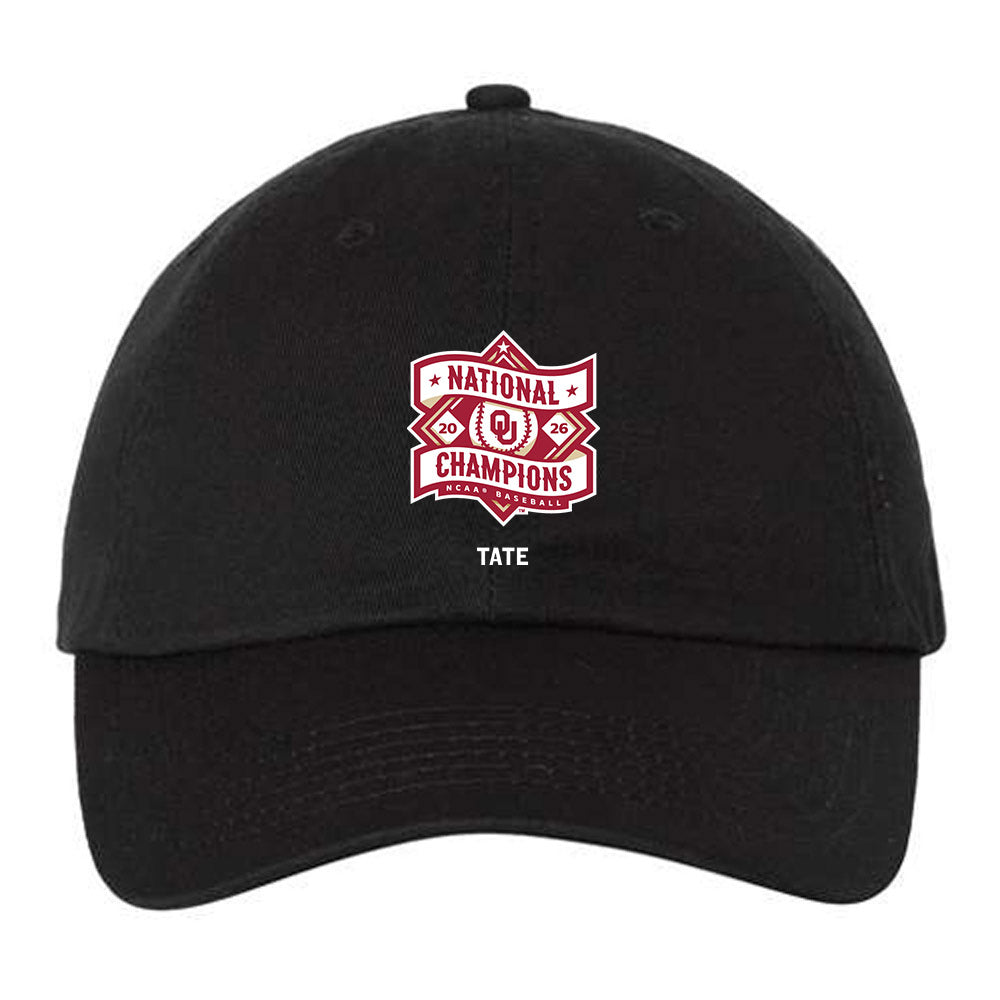 Oklahoma - University of Oklahoma - NCAA Baseball : Dylan Tate - 2026 National Champions Dad Hat-0